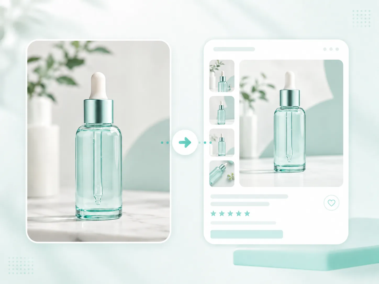 Product image transformed into a marketplace-ready listing preview.